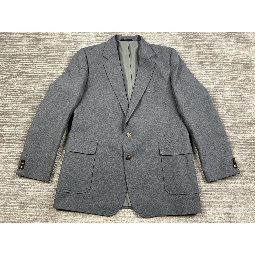 Vintage Haggar Blazer‎ Mens 44L Gray Gold 2-Button Front Pockets Longsleeve